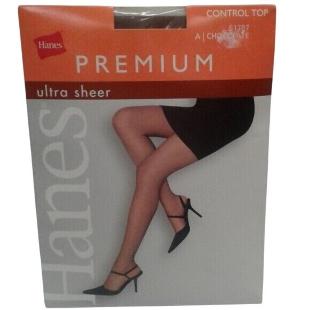 Hanes A Control Top Chocolate Panty Hose Ultra Sheer Vintage NEW